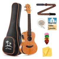 Donner DUC-405 Solid Concert Elektro Akustik Ukulele Seti (Natural)