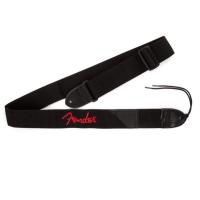 Fender 2" BLK Poly Strap w/ RED Fender Logo