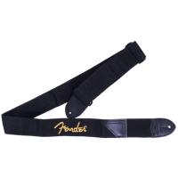 Fender 2" BLK Poly Strap w/ YLW Fender Logo