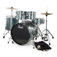 PEARL RS505C/C706 - Roadshow Charcoal Metallic 5 Parça (20B/10T/12T/14F/14S) Aksamlı & Zilli Akustik Davul Seti